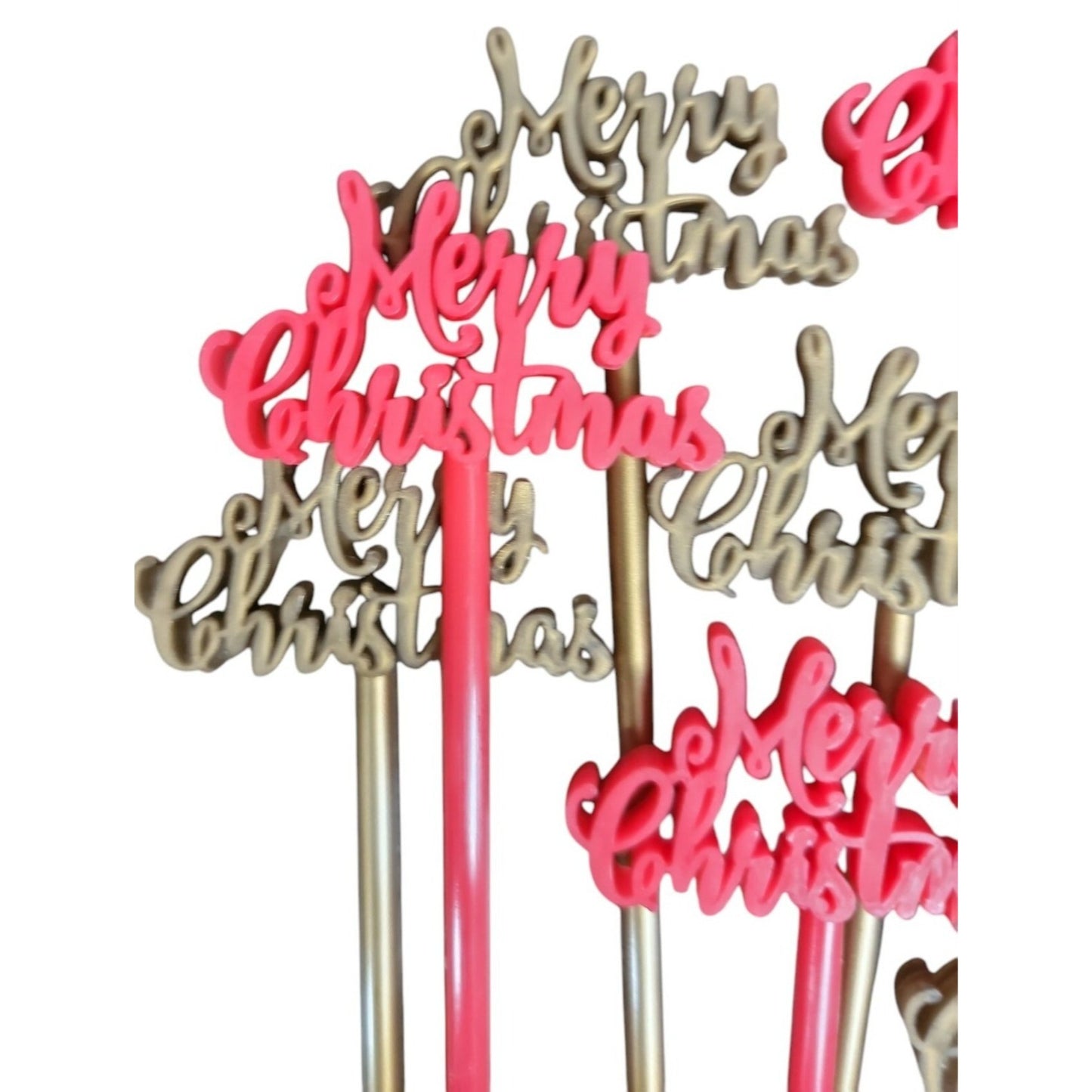 Merry Christmas Swizzle Stir Sticks Plastic Festive Holiday Drink 15 Red & Gold