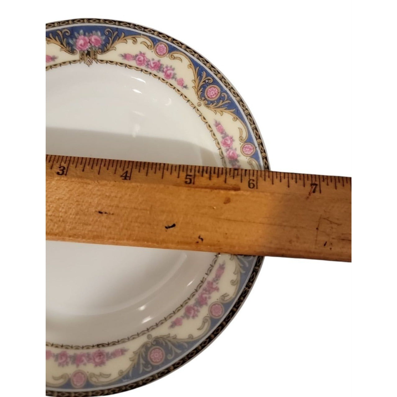 Antique Limoges France Elite Works SM Dessert Plate 6.25" 1900 Scrolls Rose Blue