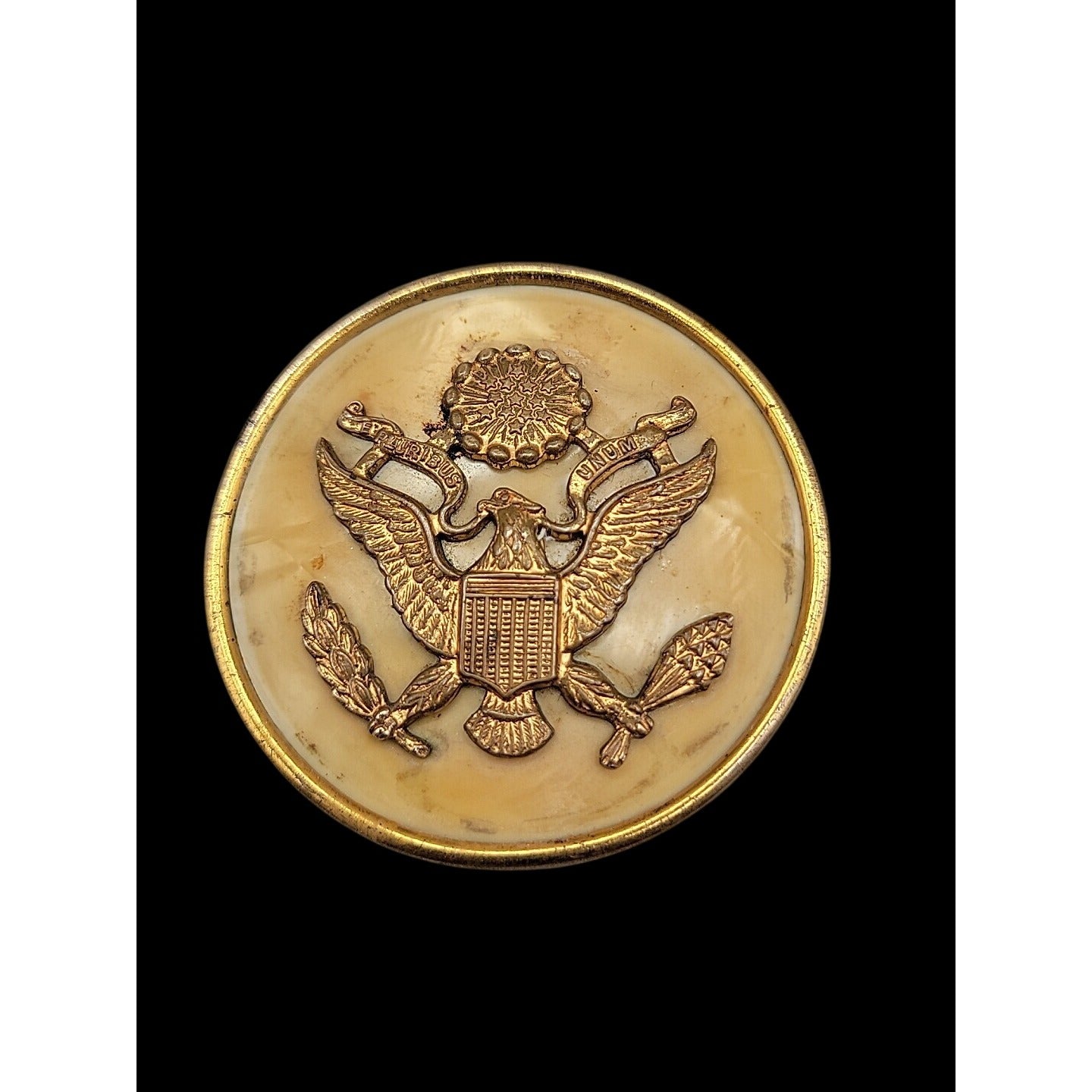 WWII Sweetheart Brooch Celluloid (Plastic) 2" Officer Insignia Original 1940s