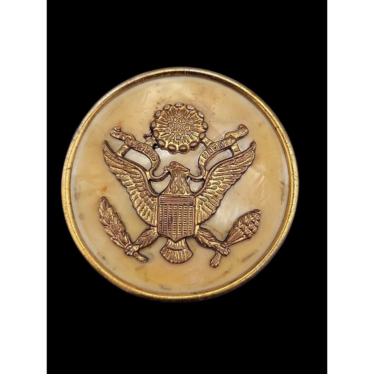 WWII Sweetheart Brooch Celluloid (Plastic) 2" Officer Insignia Original 1940s