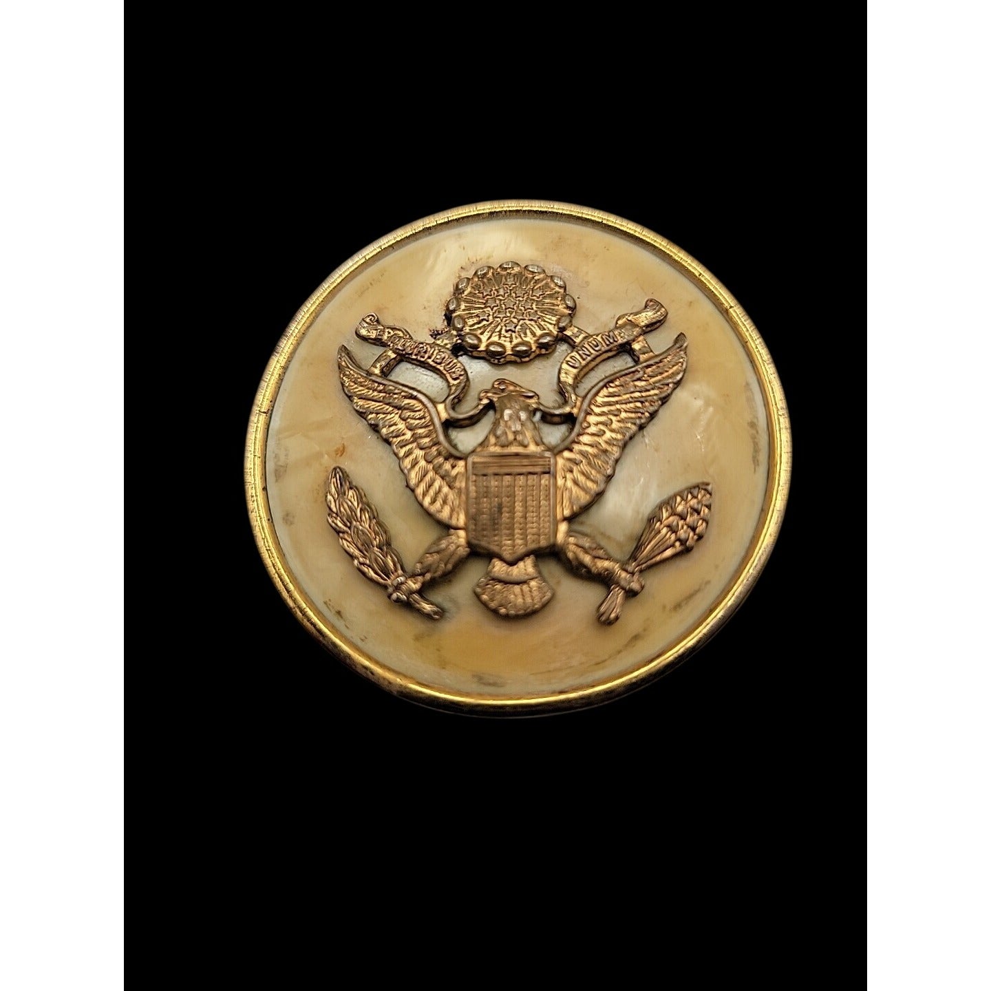 WWII Sweetheart Brooch Celluloid (Plastic) 2" Officer Insignia Original 1940s