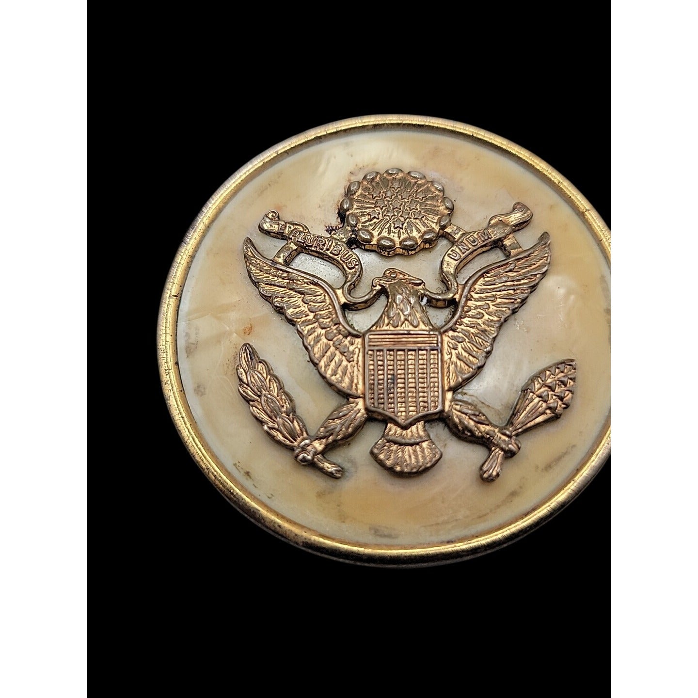 WWII Sweetheart Brooch Celluloid (Plastic) 2" Officer Insignia Original 1940s