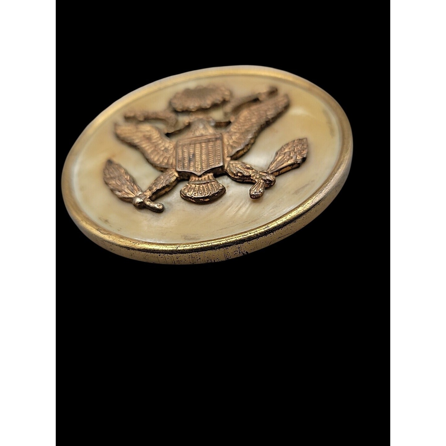 WWII Sweetheart Brooch Celluloid (Plastic) 2" Officer Insignia Original 1940s