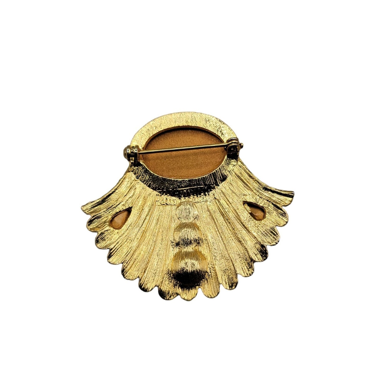Designer Brooch High End Colorful Gold Tone Molded Glass Rhinestones