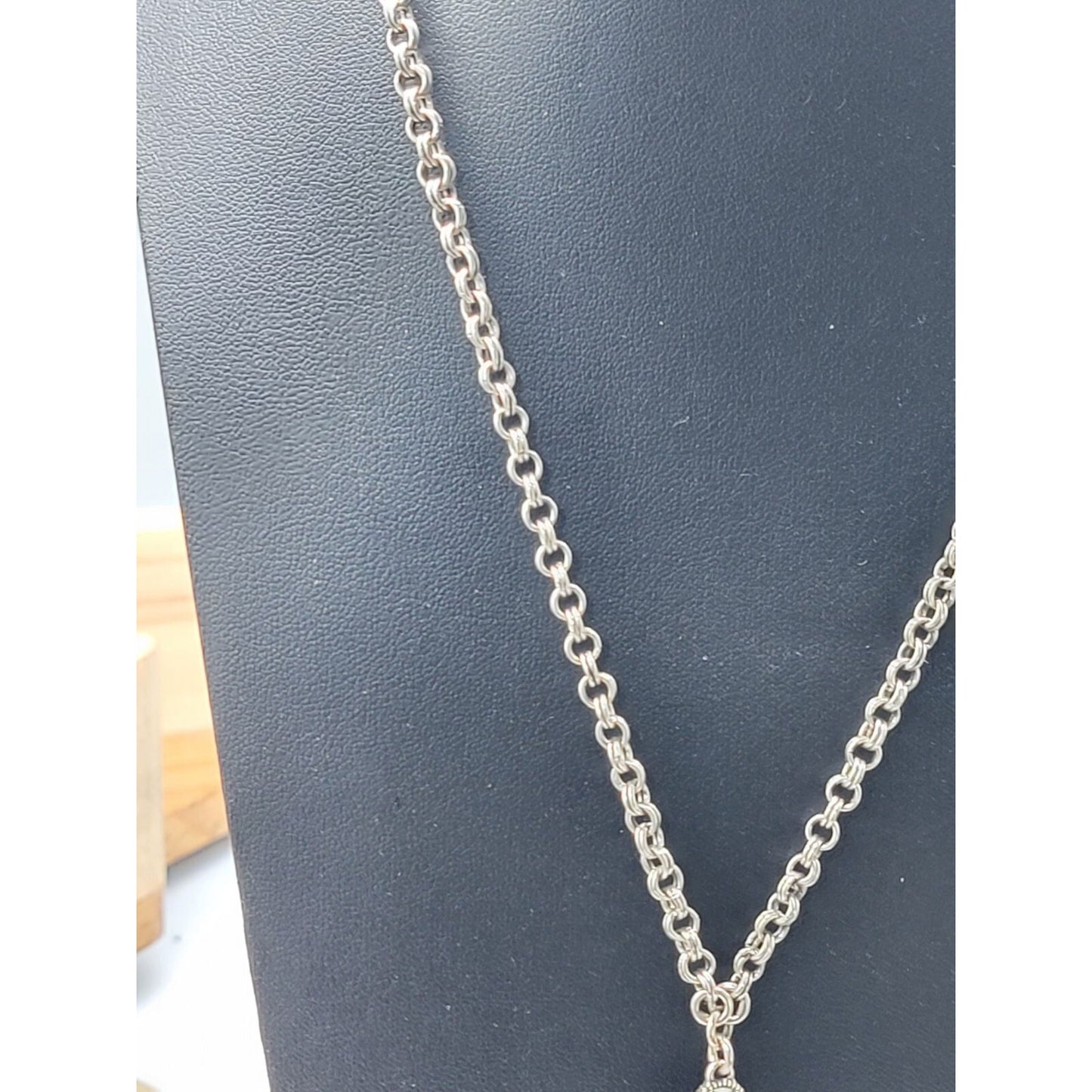 Brighton Venetian Dreams Necklace Silver Tone Filigree Ball Tassel Crystal Accent