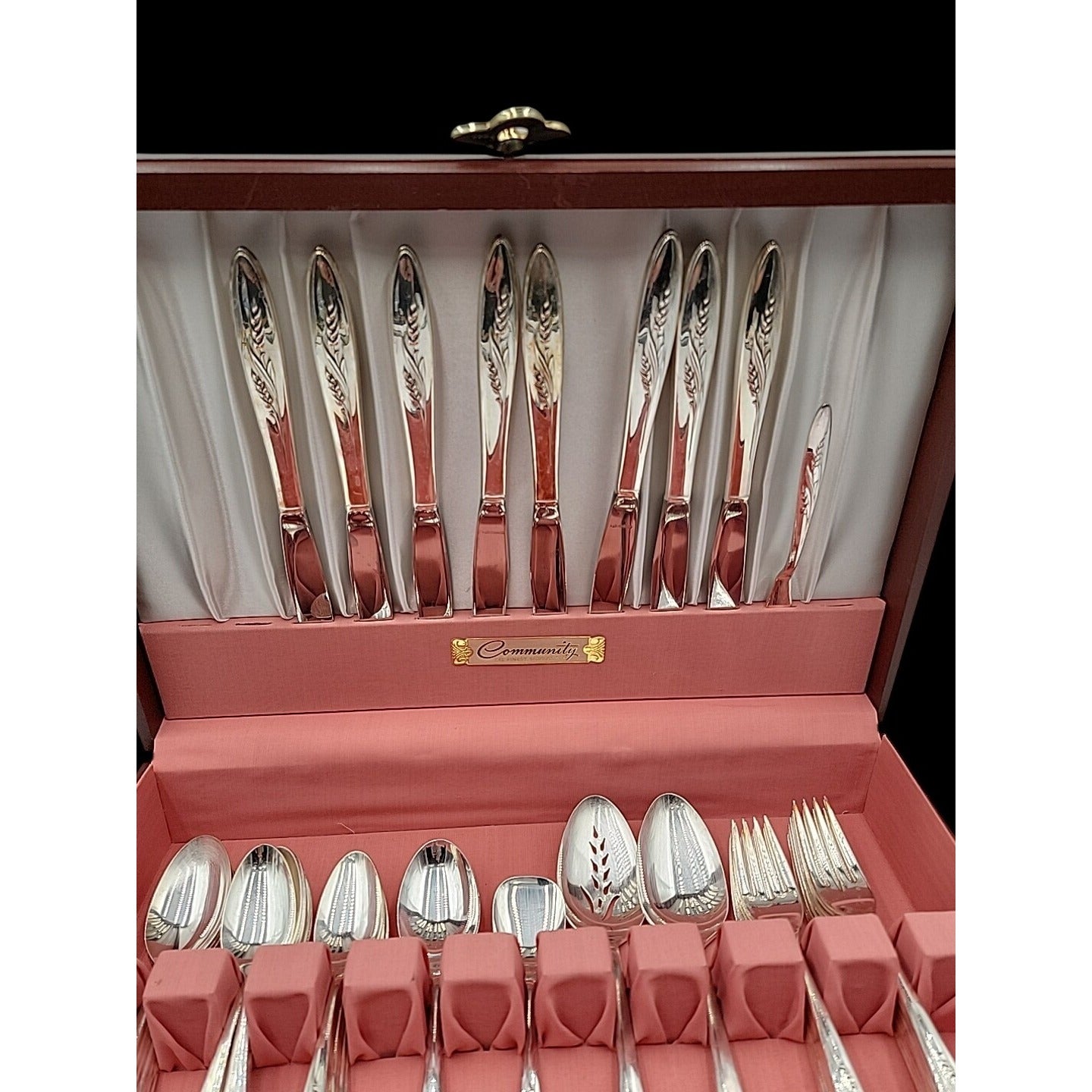 Community Song Of Autumn Flatware Silver Plated Service of 8 w/Extras in Chest