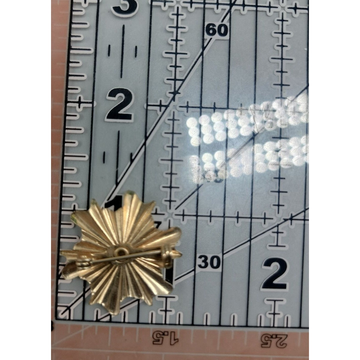 Vintage Maltese Cross Starburst Brooch Gold Tone Red Enamel Rhinestone Pin