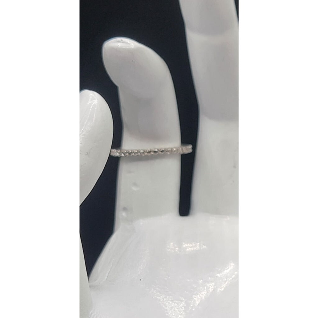 Sterling Silver Sapphire Ring NV Nevada 925 Pave CZ Band Size 6 Cubic Zirconia