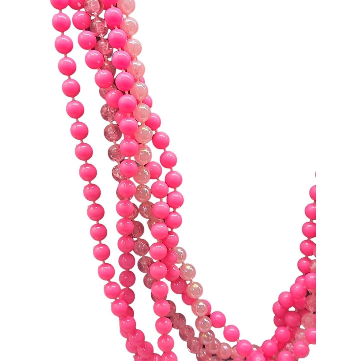 Vintage Selini Hot Pink Lucite Beaded Necklace 5 Strand Layered 1950s Statement