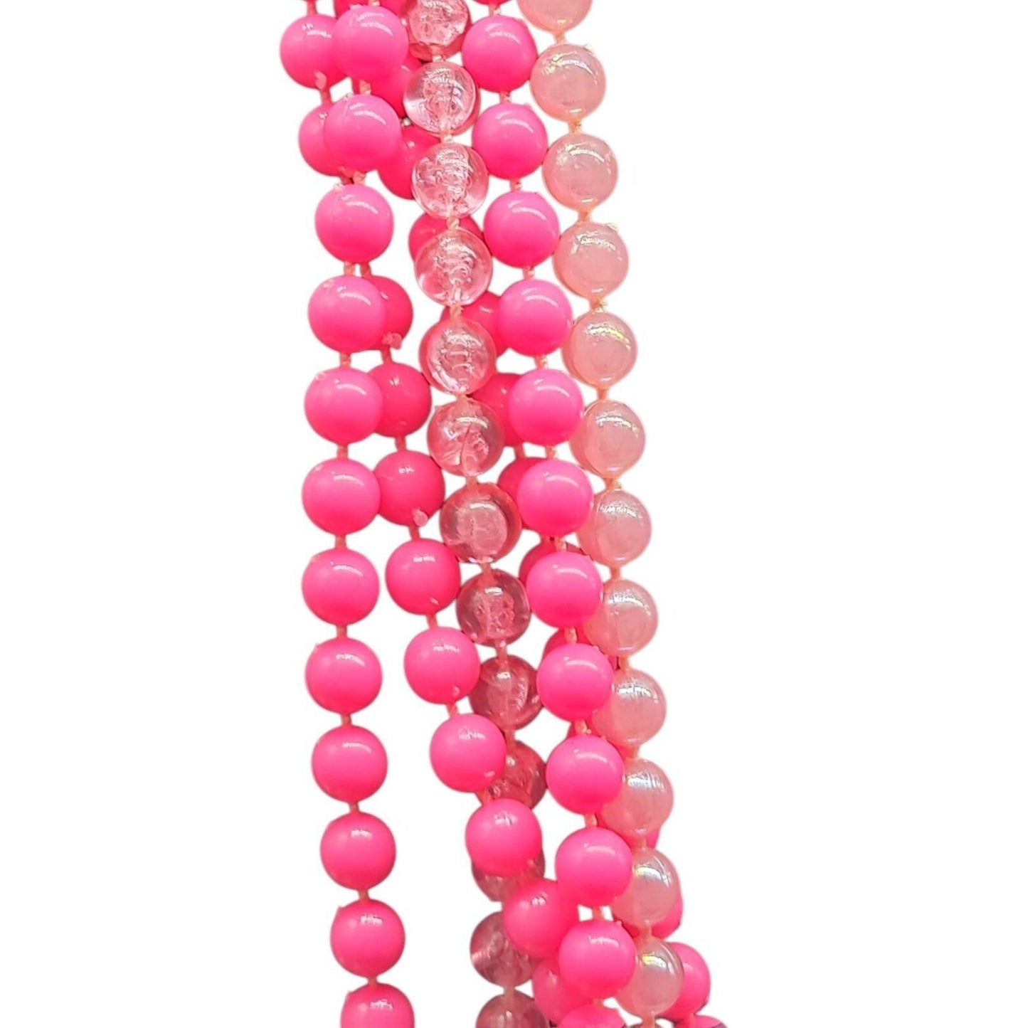 Vintage Selini Hot Pink Lucite Beaded Necklace 5 Strand Layered 1950s Statement
