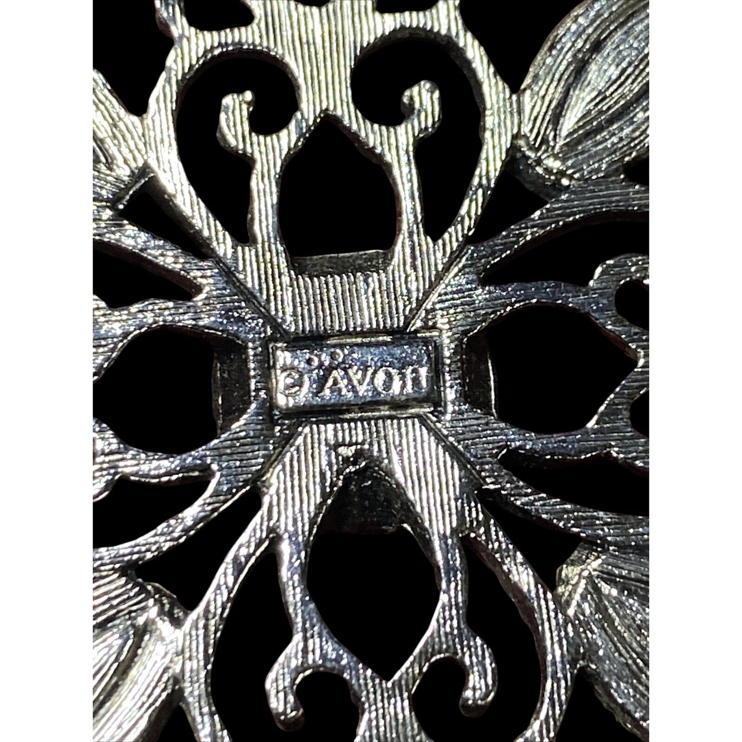 Avon Necklace 1972 24”silver Tone  W/3” Cross Faux Stones