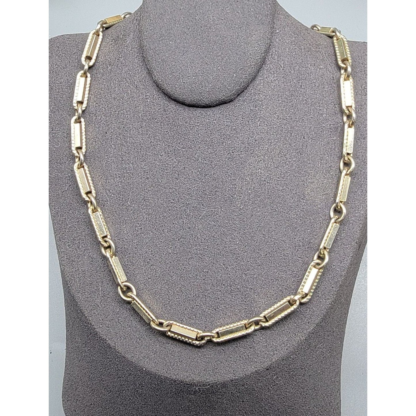 Bradley Bar Link Vintage Choker Necklace 14" Silver Tone Chain Signed 1930s