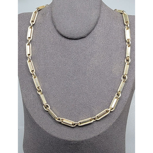 Bradley Bar Link Vintage Choker Necklace 14" Silver Tone Chain Signed 1930s