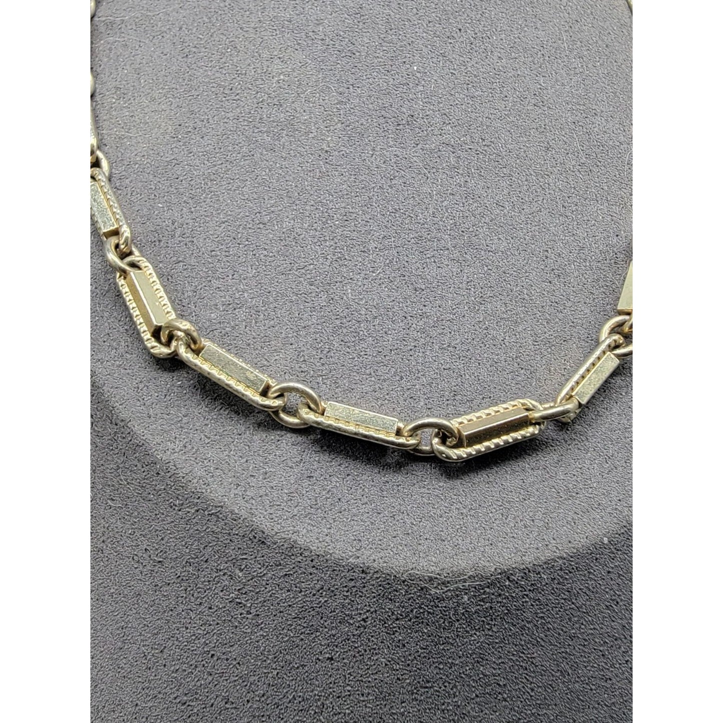 Bradley Bar Link Vintage Choker Necklace 14" Silver Tone Chain Signed 1930s