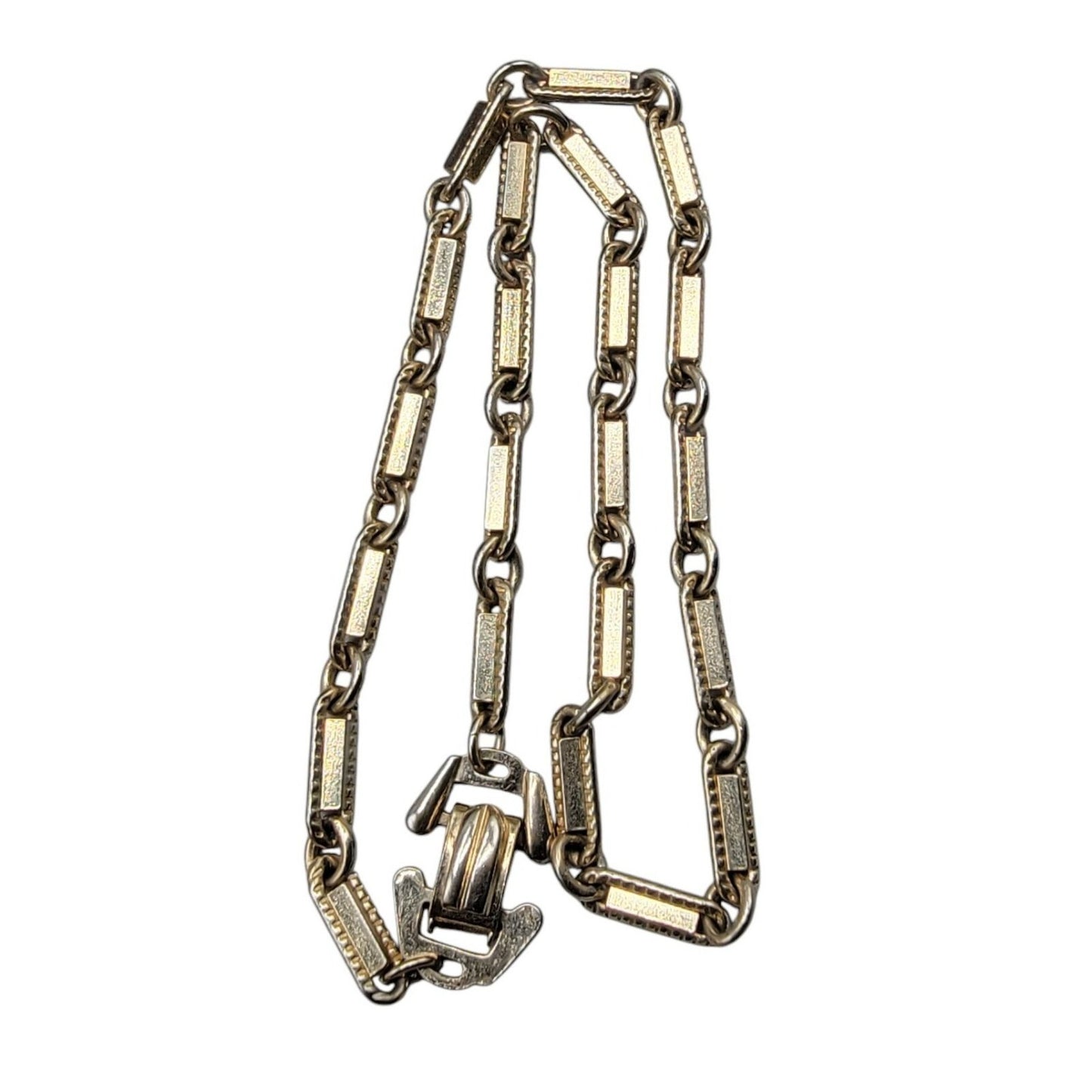 Bradley Bar Link Vintage Choker Necklace 14" Silver Tone Chain Signed 1930s