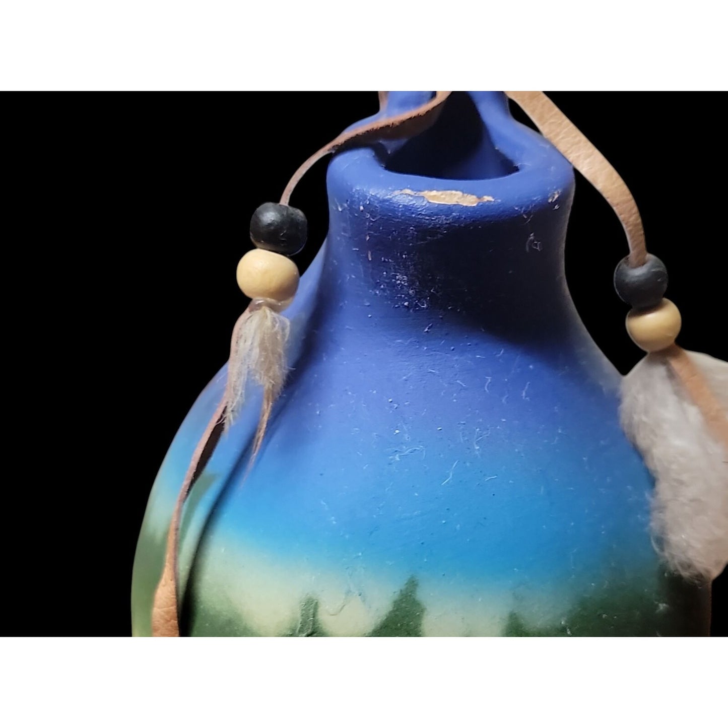 Native American Wedding Kopa Vase Feather Leather Southwest Eagle Small 4.5”