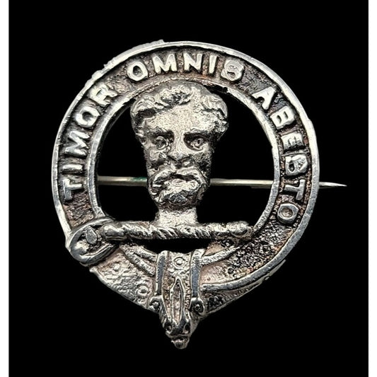Antique MacNab Scottish Clan Bonnet Badge Kilt Pin 925 Silver 1850s Victorian