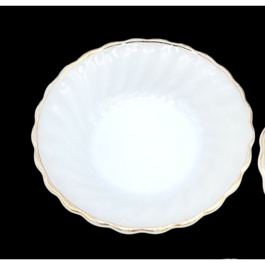 Anchor Hocking Ring Dish 3 White Milk Glass Bowl Scalloped Edges 4.75" Vintage