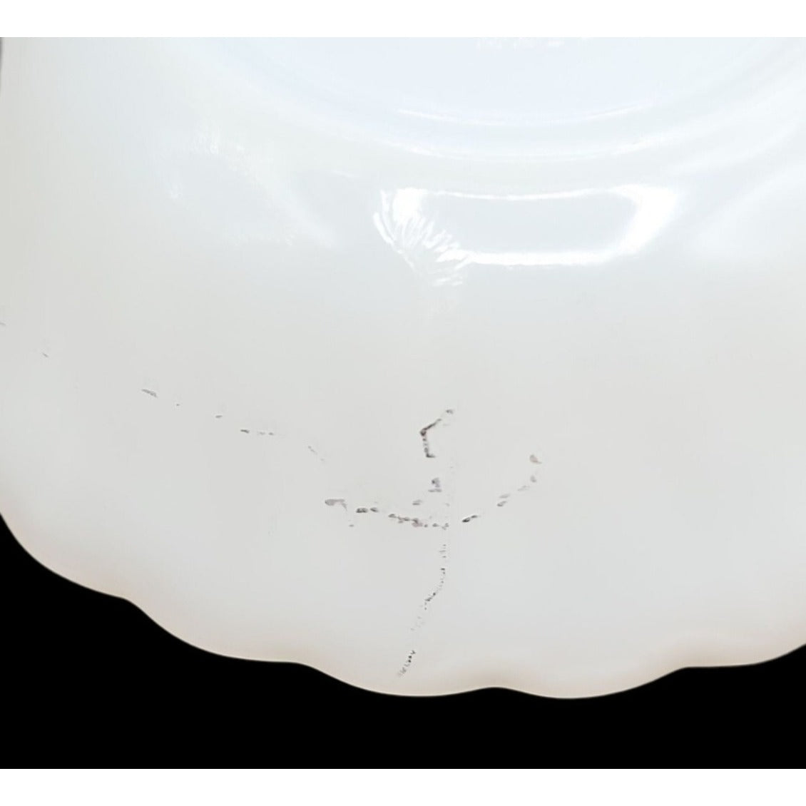 Anchor Hocking Ring Dish 3 White Milk Glass Bowl Scalloped Edges 4.75" Vintage