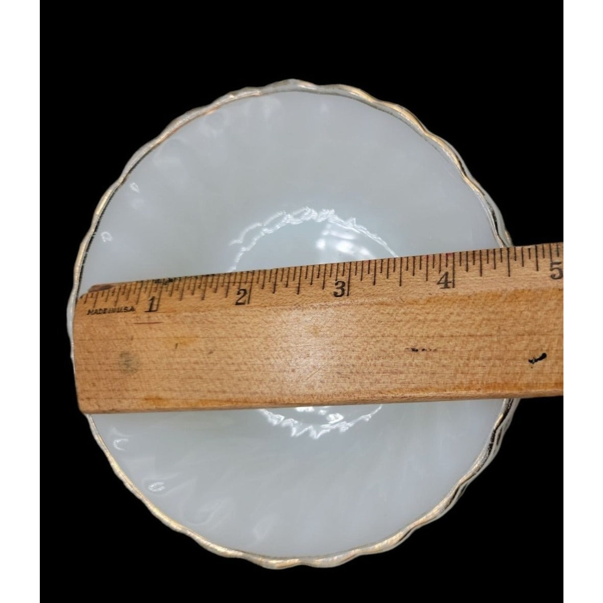 Anchor Hocking Ring Dish 3 White Milk Glass Bowl Scalloped Edges 4.75" Vintage