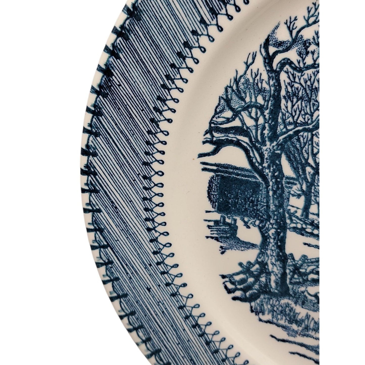 Country Life Blue Dinner Plate 10 1/8" Currier & Ives Print Edwin Knowles