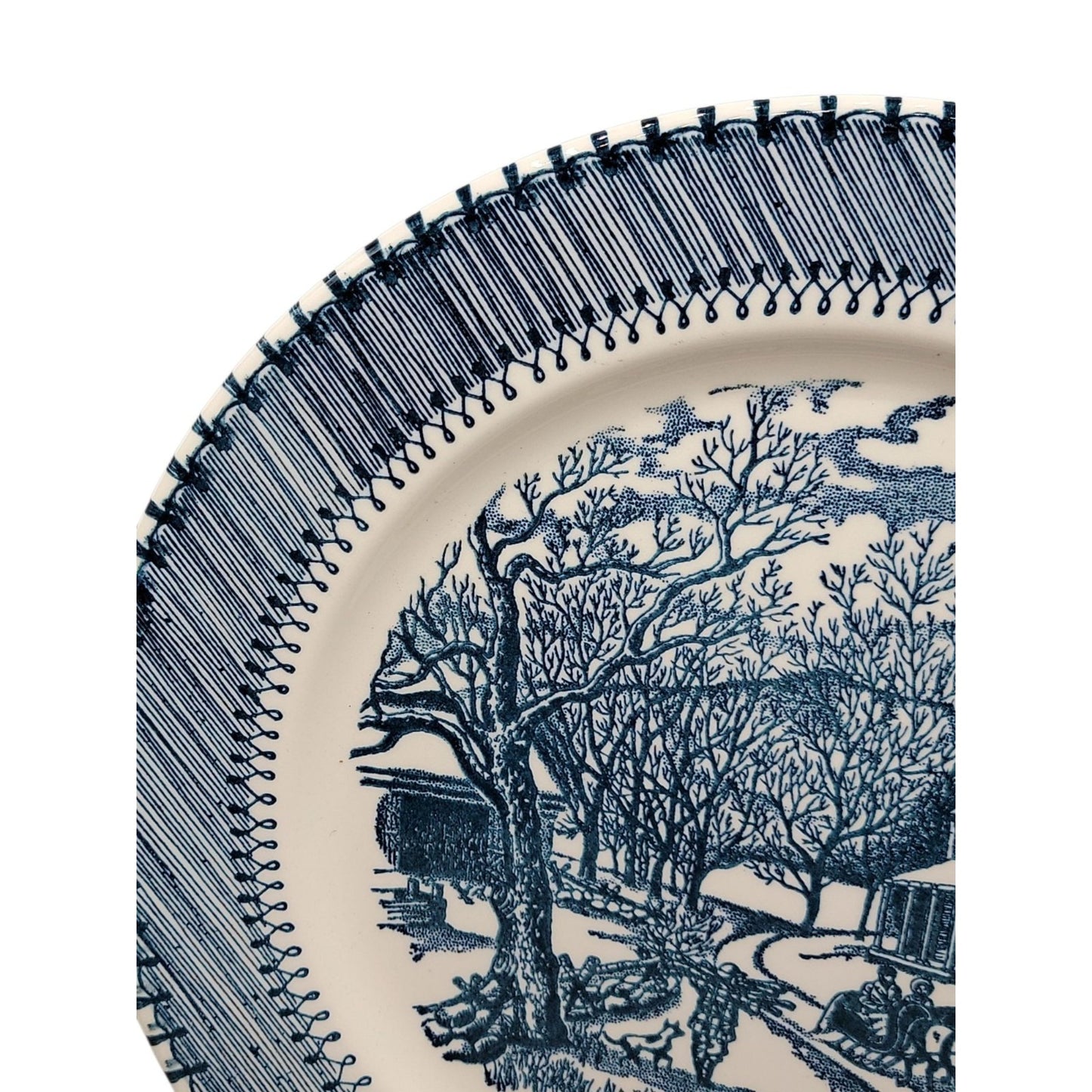 Country Life Blue Dinner Plate 10 1/8" Currier & Ives Print Edwin Knowles