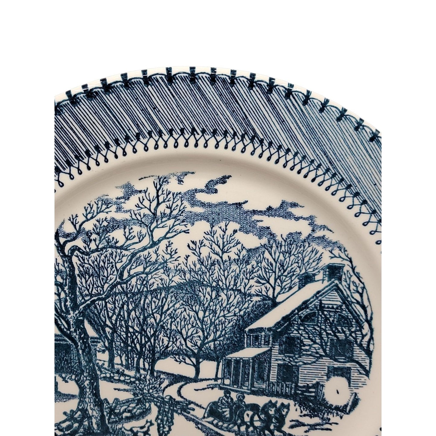 Country Life Blue Dinner Plate 10 1/8" Currier & Ives Print Edwin Knowles