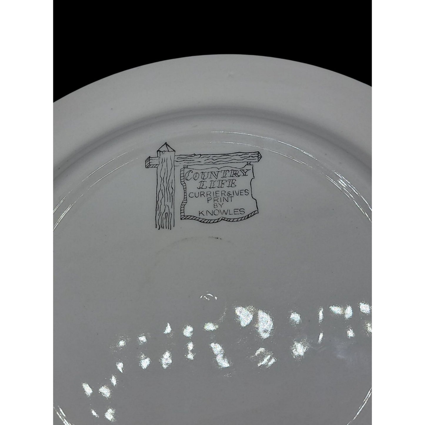 Country Life Blue Dinner Plate 10 1/8" Currier & Ives Print Edwin Knowles