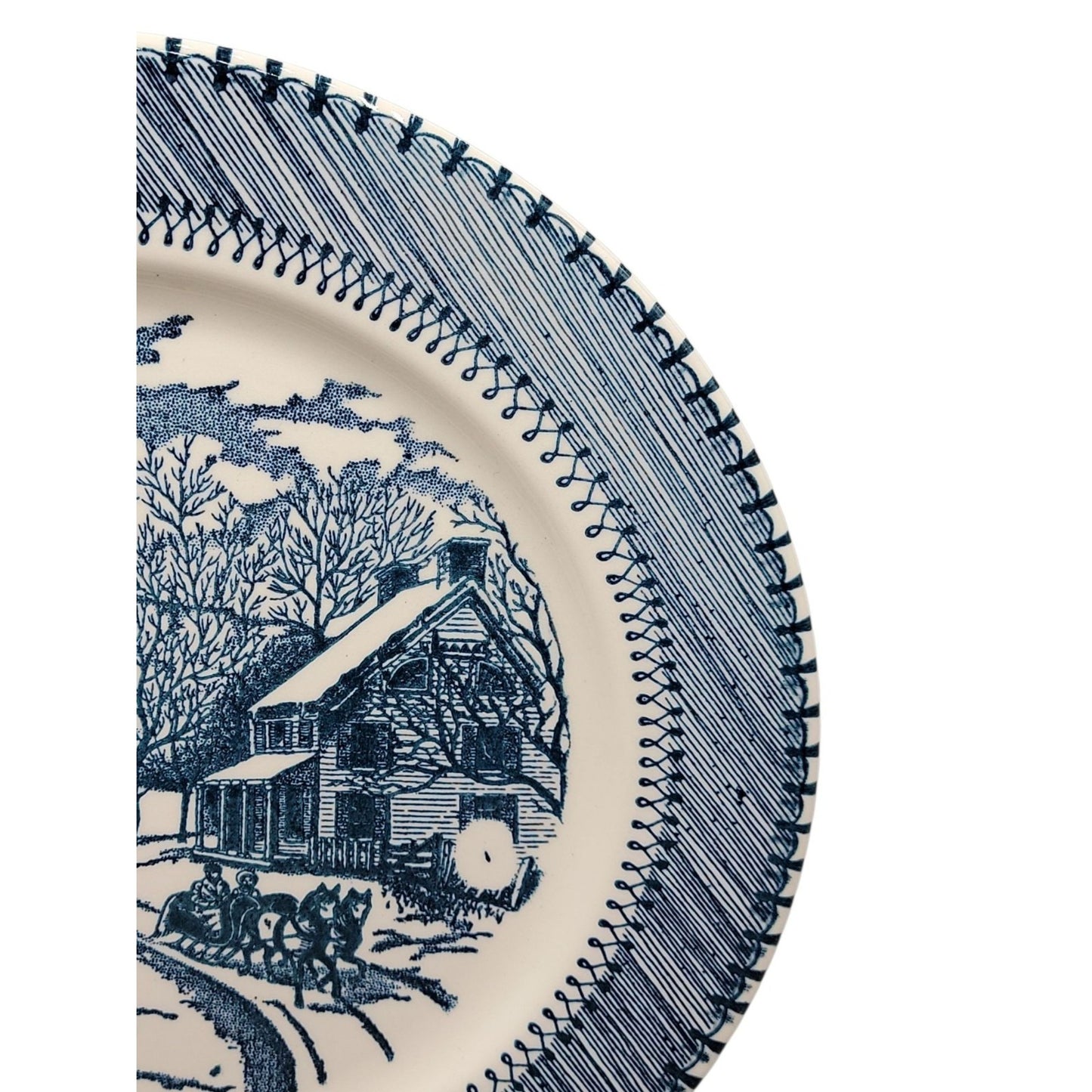 Country Life Blue Dinner Plate 10 1/8" Currier & Ives Print Edwin Knowles