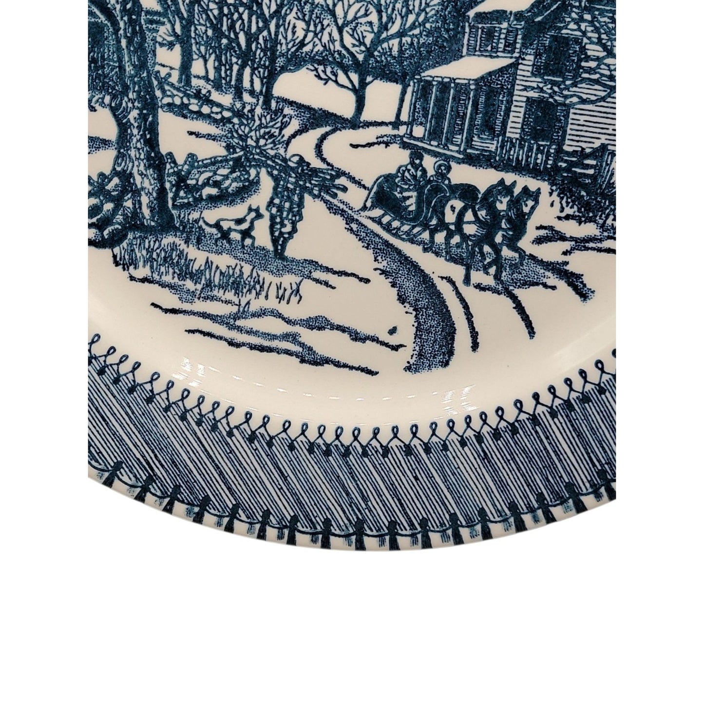 Country Life Blue Dinner Plate 10 1/8" Currier & Ives Print Edwin Knowles
