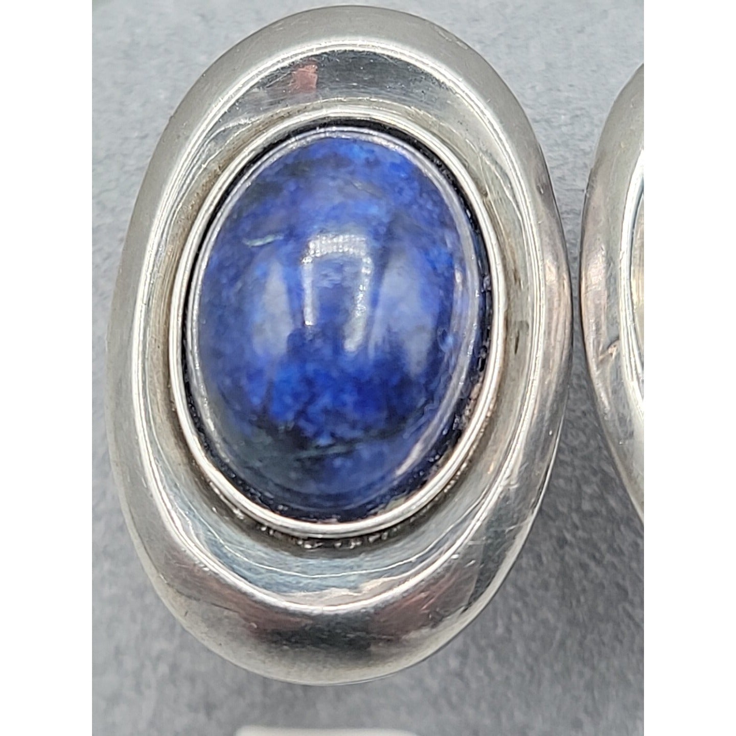 Vtg Nancy & Rise Sterling Silver Lapis Lazuli Clip-on Earrings Signed N&R