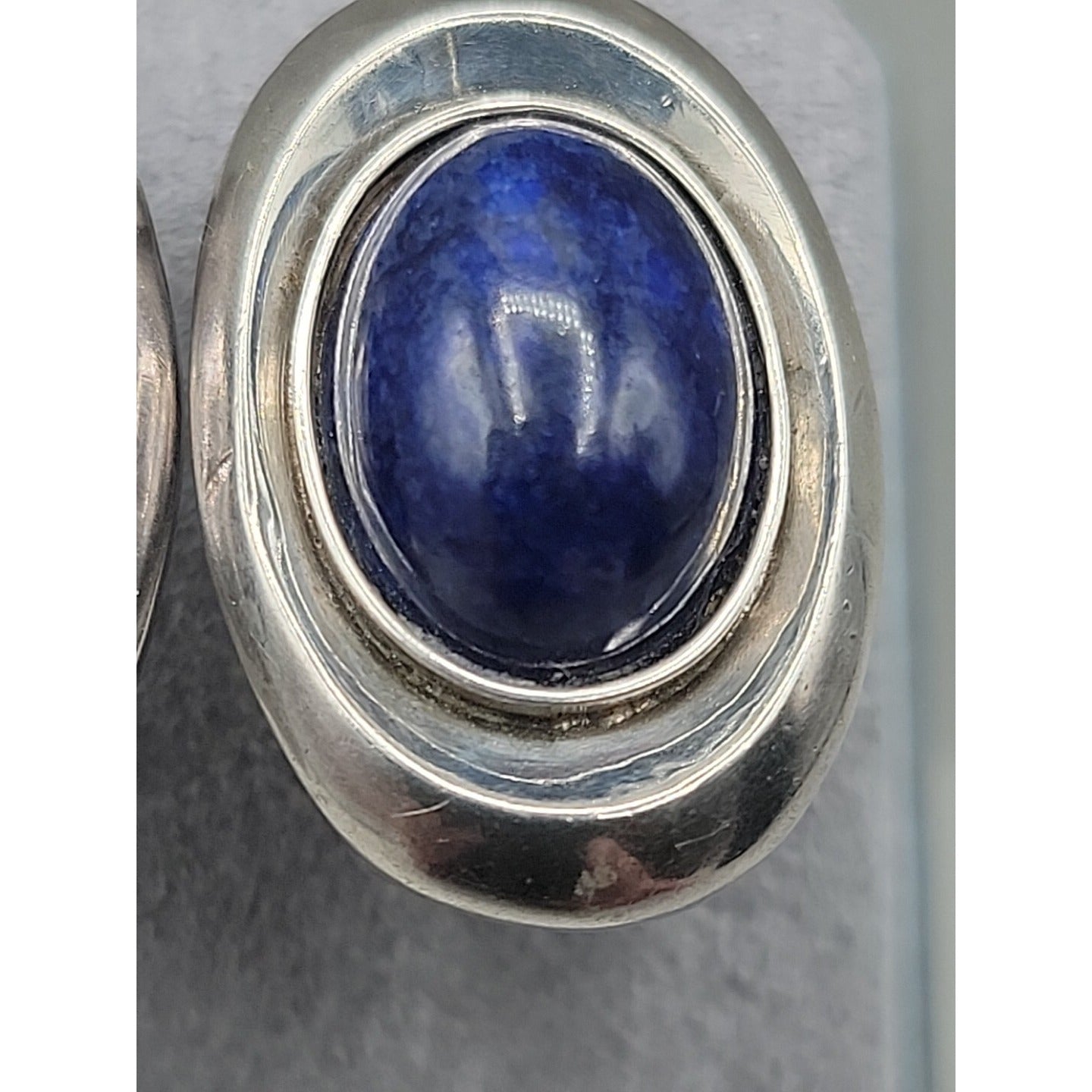 Vtg Nancy & Rise Sterling Silver Lapis Lazuli Clip-on Earrings Signed N&R