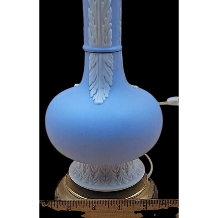 Antique Wedgwood Light Blue Jasperware Table Lamp England Jasperware Stoneware