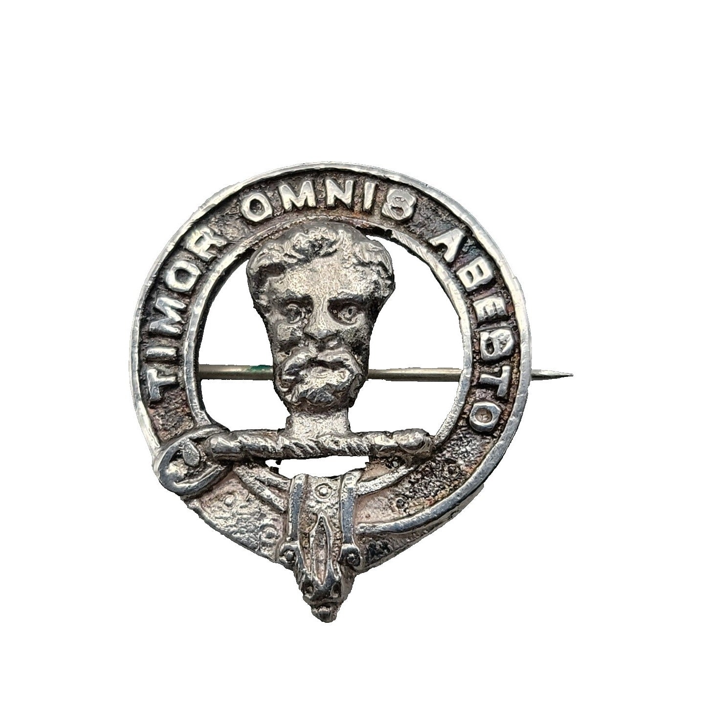 Antique MacNab Scottish Clan Bonnet Badge Kilt Pin 925 Silver 1850s Victorian