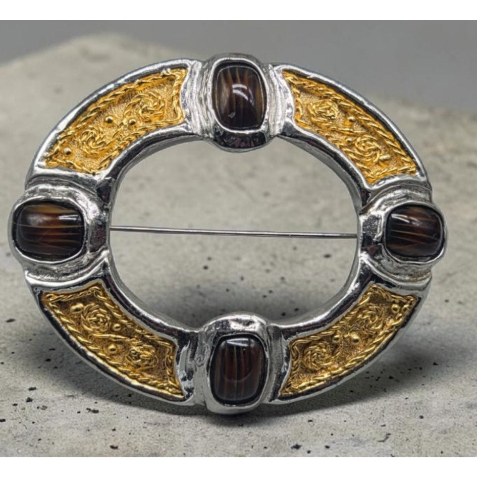 Rare Oversized Grossé Germany Mid-Century Mixed-Metal Celtic Statement Brooch
