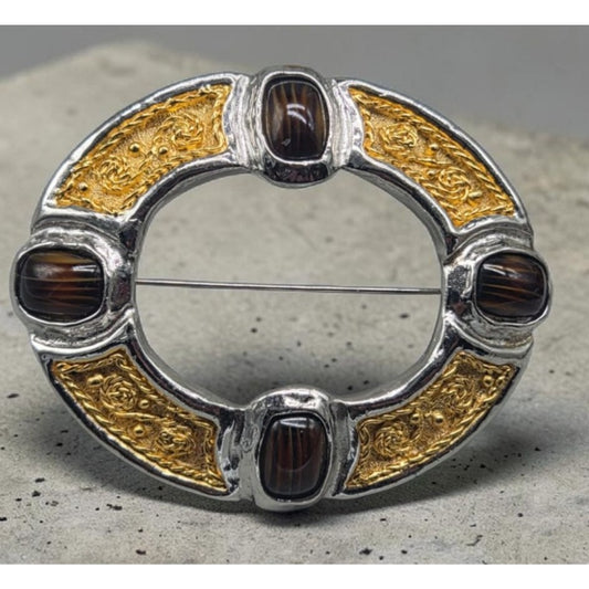 Rare Oversized Grossé Germany Mid-Century Mixed-Metal Celtic Statement Brooch