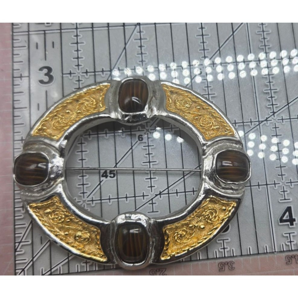 Rare Oversized Grossé Germany Mid-Century Mixed-Metal Celtic Statement Brooch