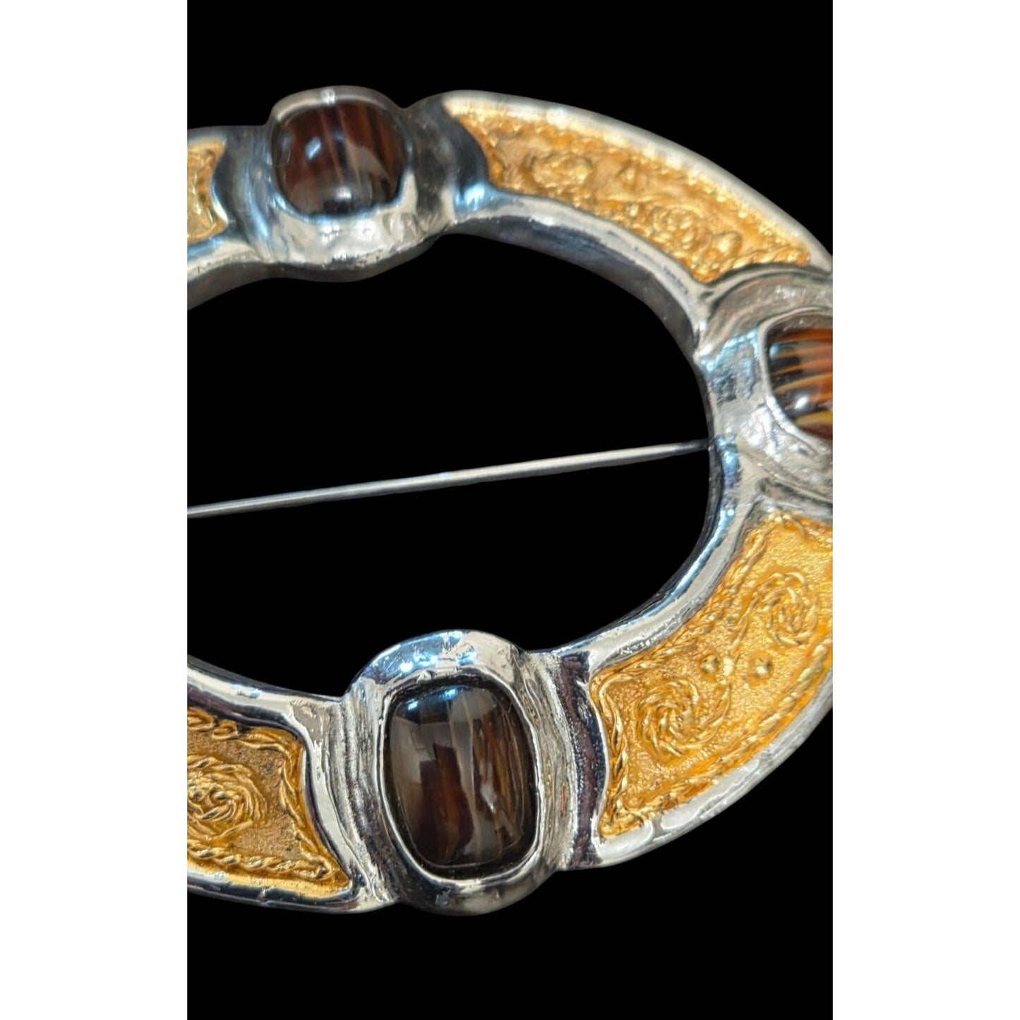 Rare Oversized Grossé Germany Mid-Century Mixed-Metal Celtic Statement Brooch