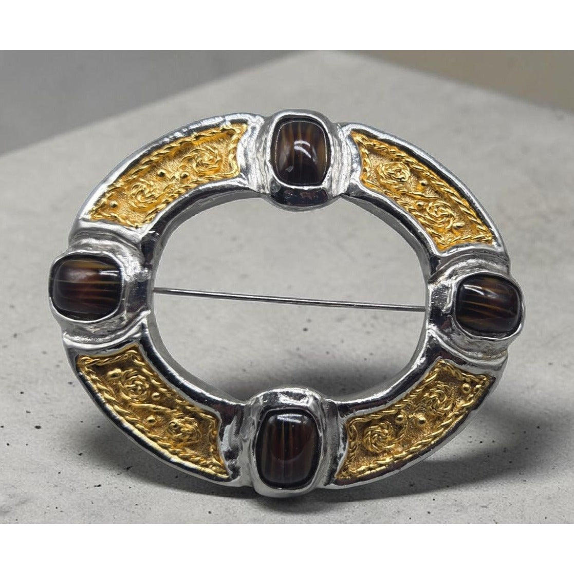 Rare Oversized Grossé Germany Mid-Century Mixed-Metal Celtic Statement Brooch