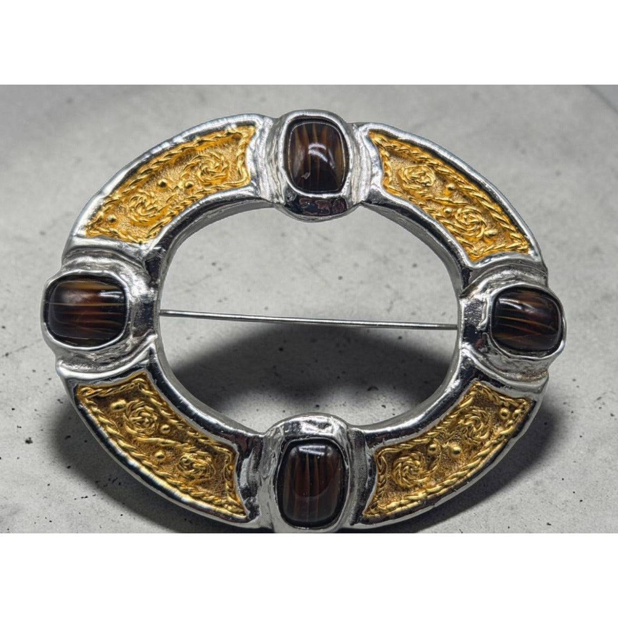 Rare Oversized Grossé Germany Mid-Century Mixed-Metal Celtic Statement Brooch