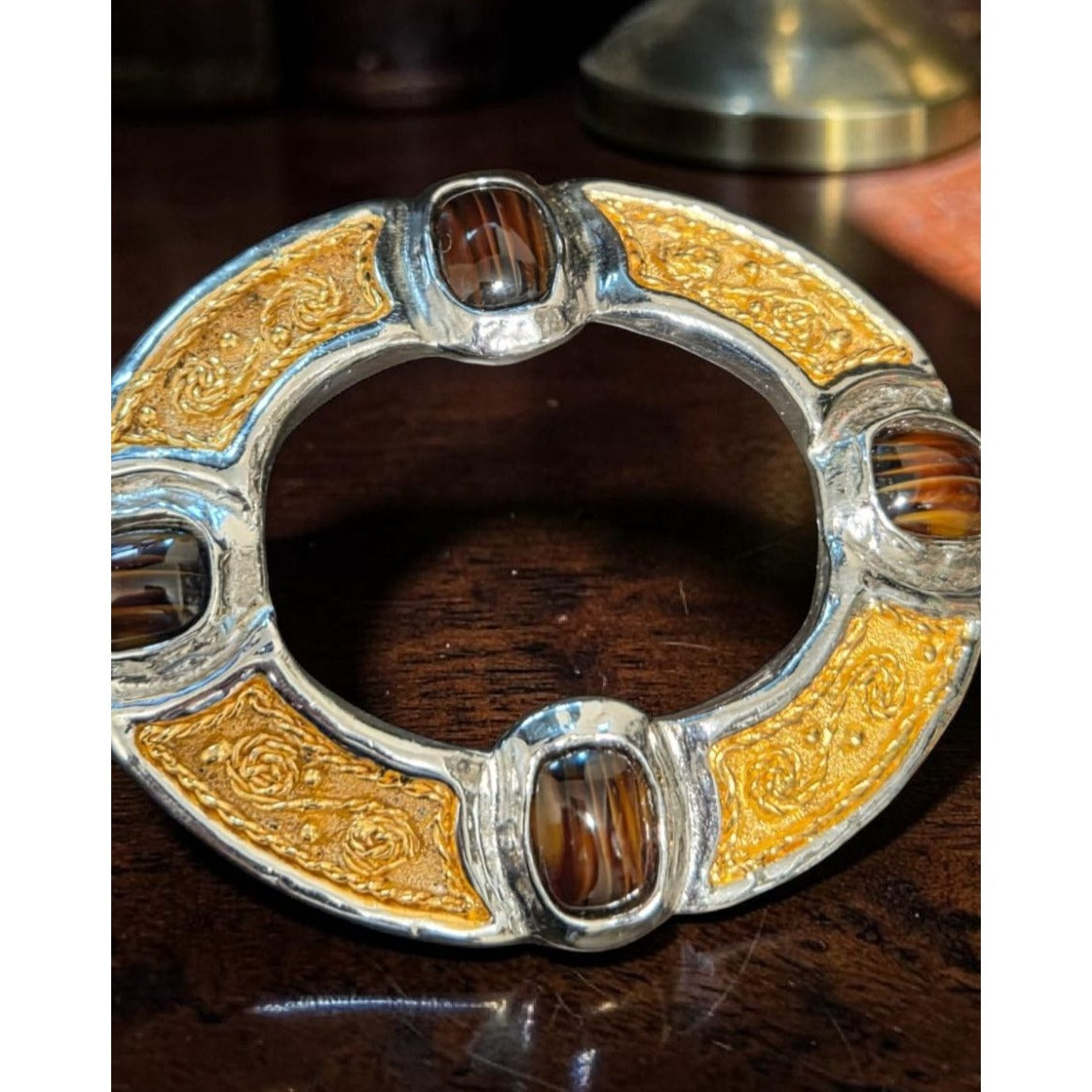 Rare Oversized Grossé Germany Mid-Century Mixed-Metal Celtic Statement Brooch