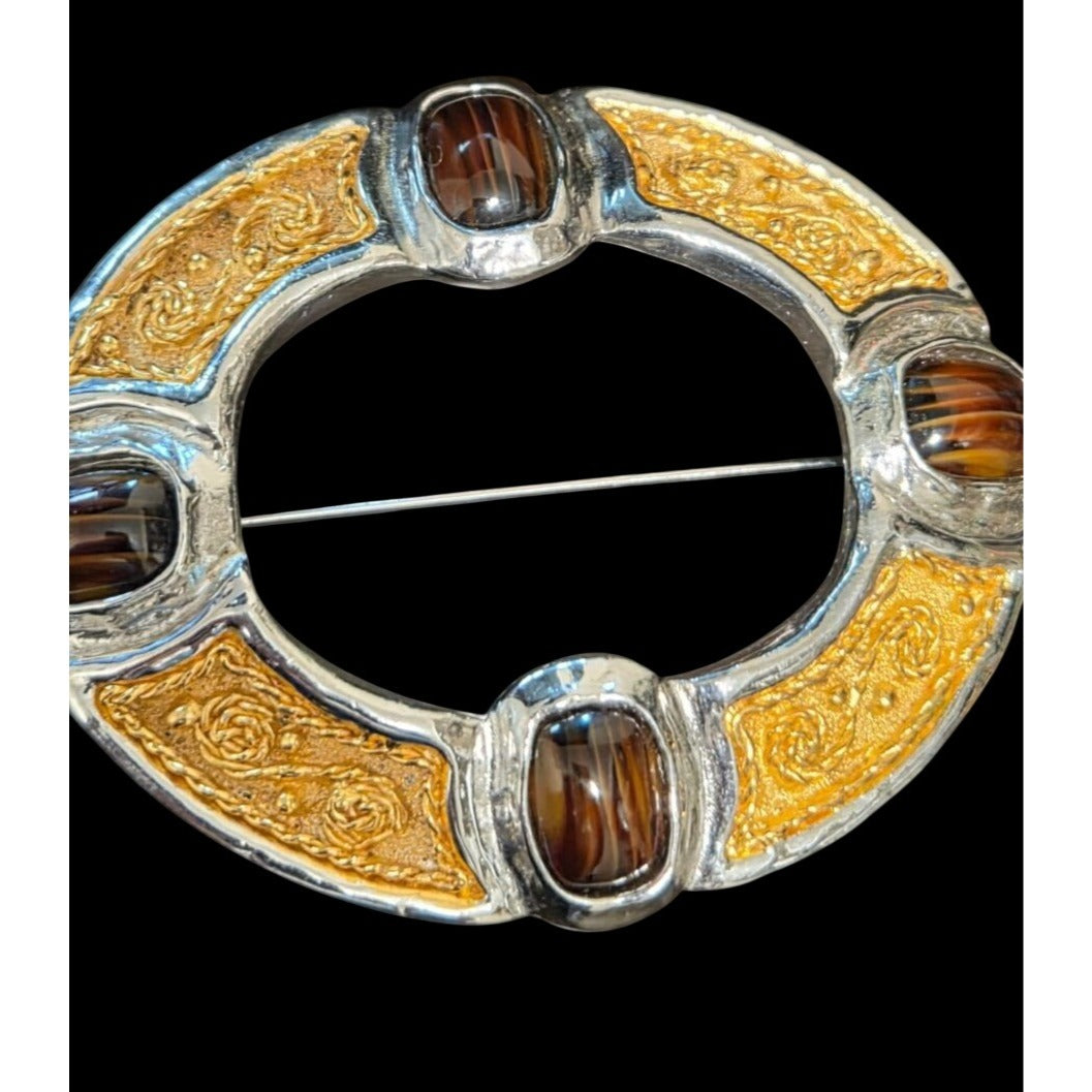 Rare Oversized Grossé Germany Mid-Century Mixed-Metal Celtic Statement Brooch