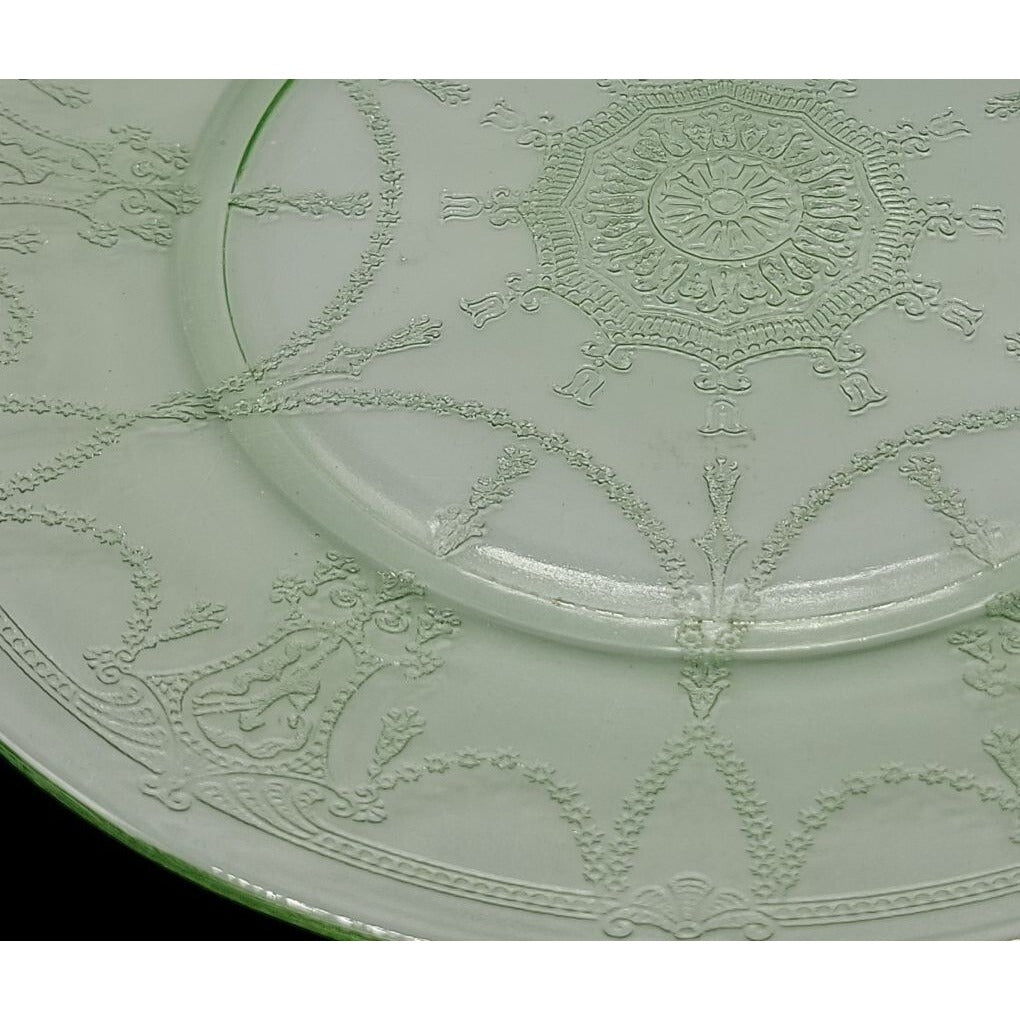 VTG Anchor Hocking Uranium Cameo Ballerina Dinner Plate Green Depression Glass