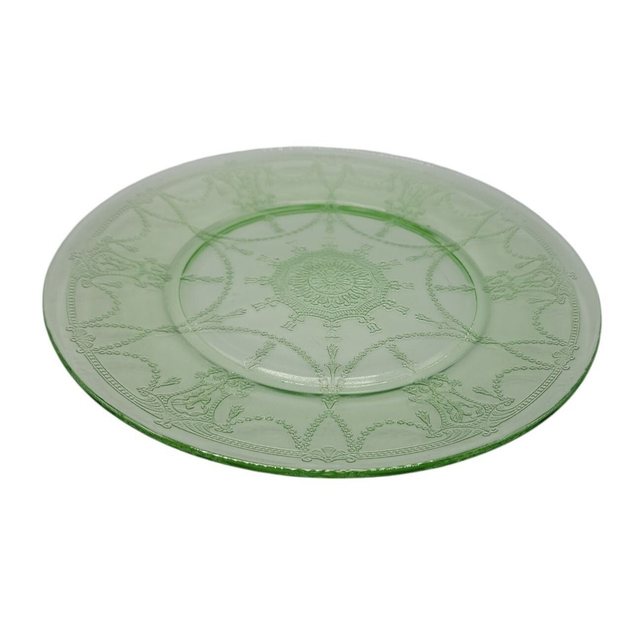 VTG Anchor Hocking Uranium Cameo Ballerina Dinner Plate Green Depression Glass