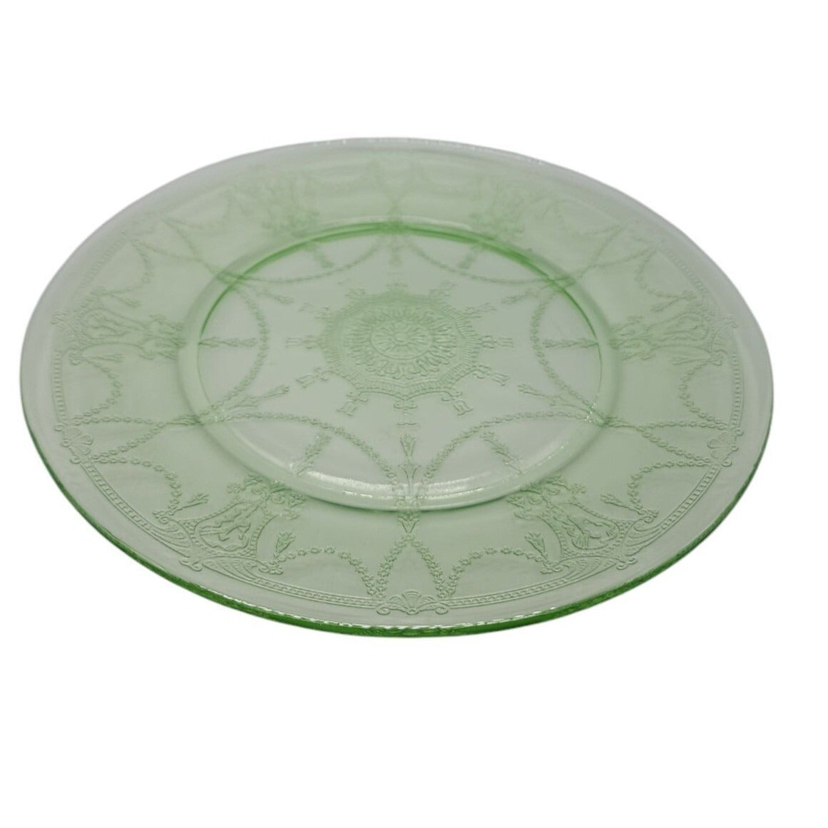 VTG Anchor Hocking Uranium Cameo Ballerina Dinner Plate Green Depression Glass