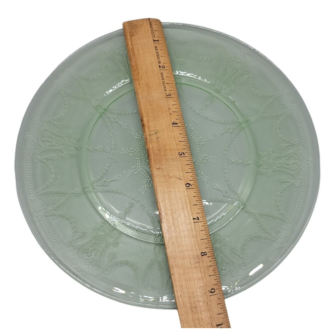 VTG Anchor Hocking Uranium Cameo Ballerina Dinner Plate Green Depression Glass