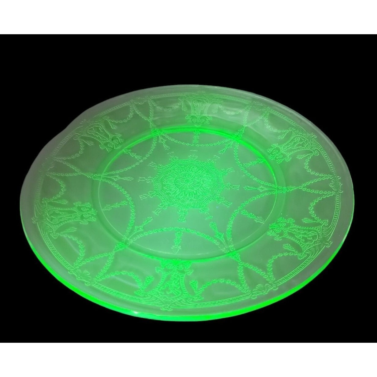 VTG Anchor Hocking Uranium Cameo Ballerina Dinner Plate Green Depression Glass