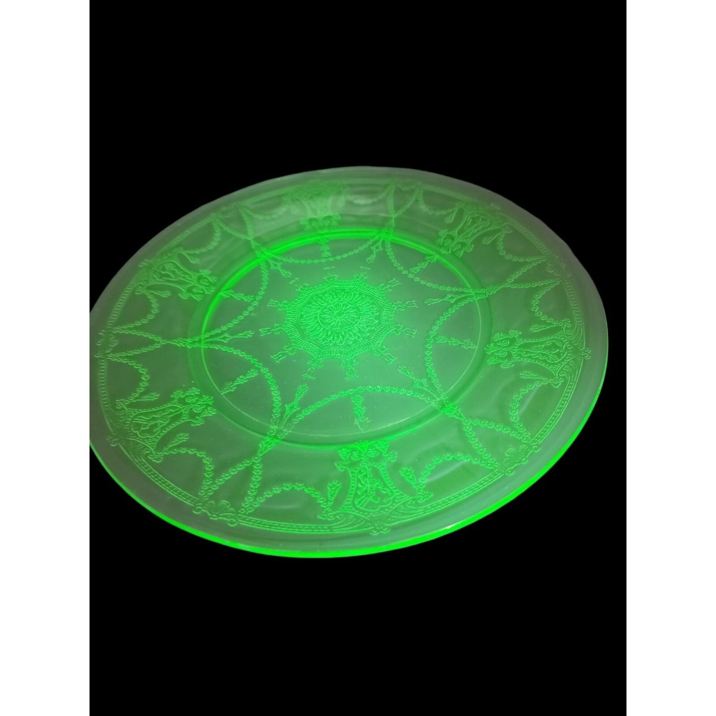 VTG Anchor Hocking Uranium Cameo Ballerina Dinner Plate Green Depression Glass
