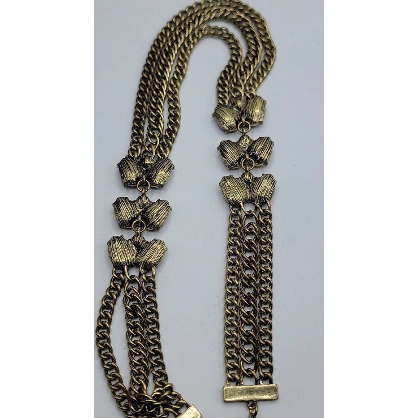 Chloe + Isabel Color Code Plum Three-Row Necklace Model N276 Antique Gold Tone