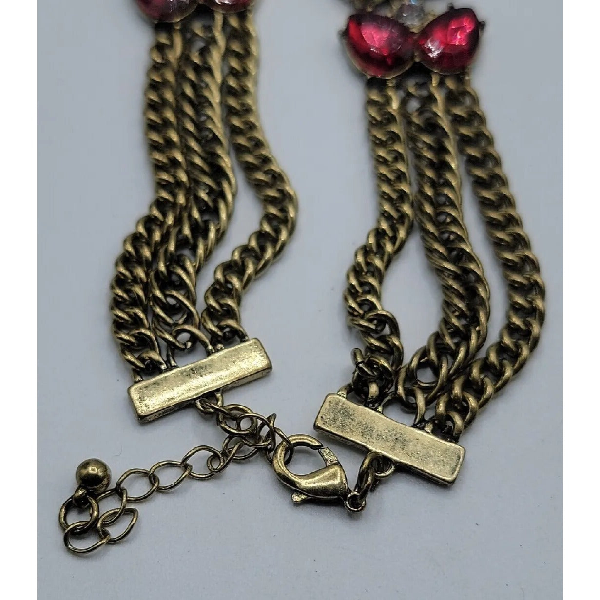 Chloe + Isabel Color Code Plum Three-Row Necklace Model N276 Antique Gold Tone